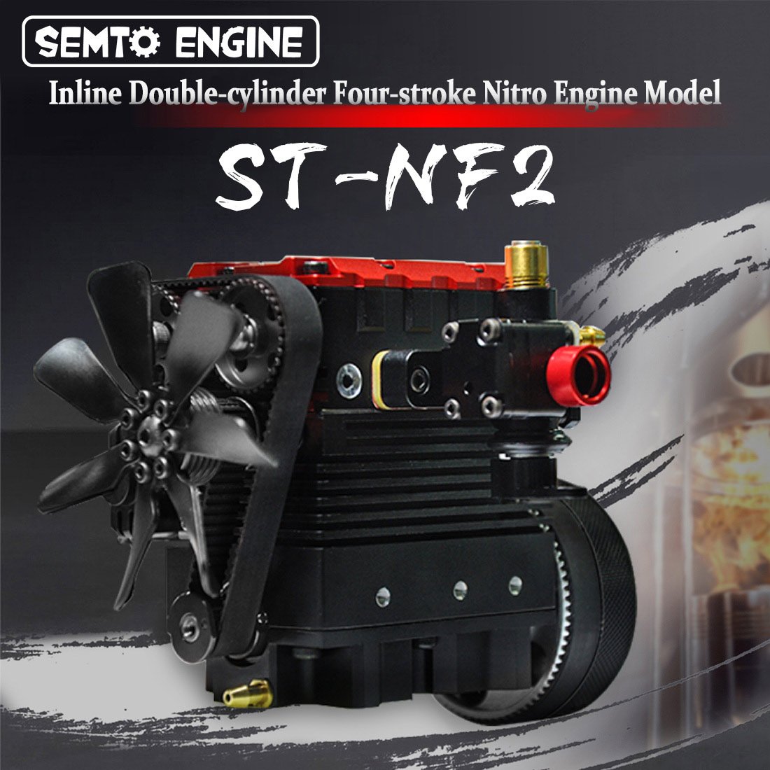 semto engine st nf2 7.0cc mini inline double cylinder four stroke air cooled nitro engine model kit