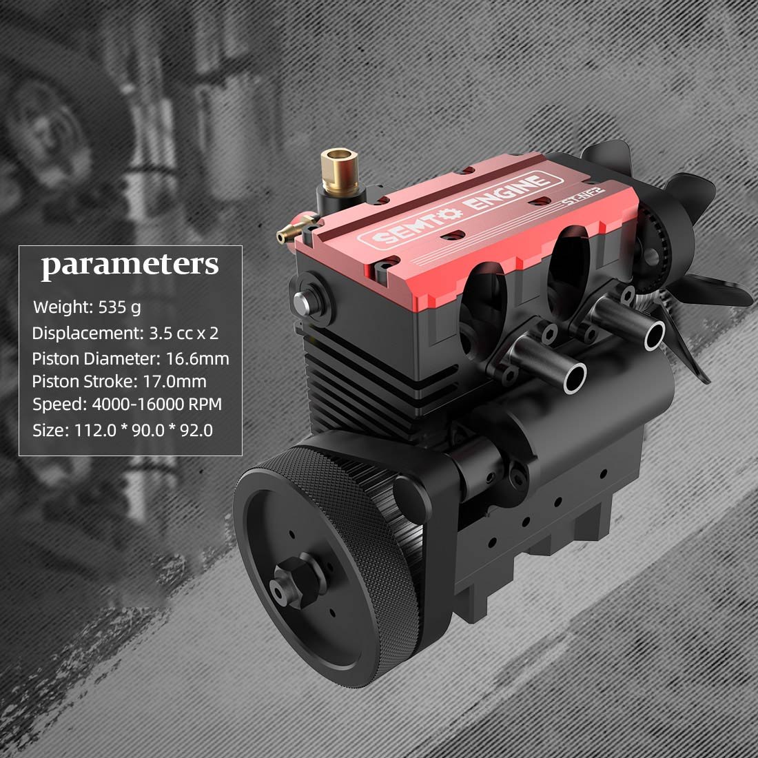 semto engine st nf2 7.0cc mini inline double cylinder four stroke air cooled nitro engine model kit